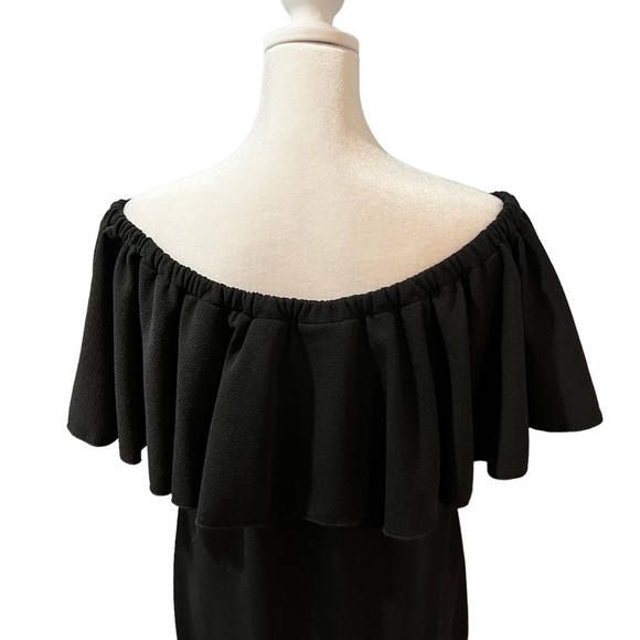 LuLaRoe CiCi Off Shoulder Black Dress With Ruffles BodyCon Size XL NEW - Picture 6 of 15